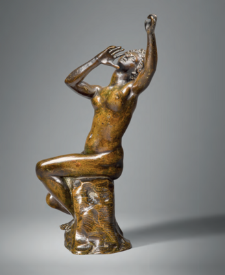 Woman with her arms raised, perhaps Andromeda, the model here attributed to Giambologna, the cast here attributed to Antonio Susini, c.1580–90. Bronze, height 14.3 cm. (Anglesey Abbey, Cambridgeshire; National Trust; photograph Clarissa Bruce).