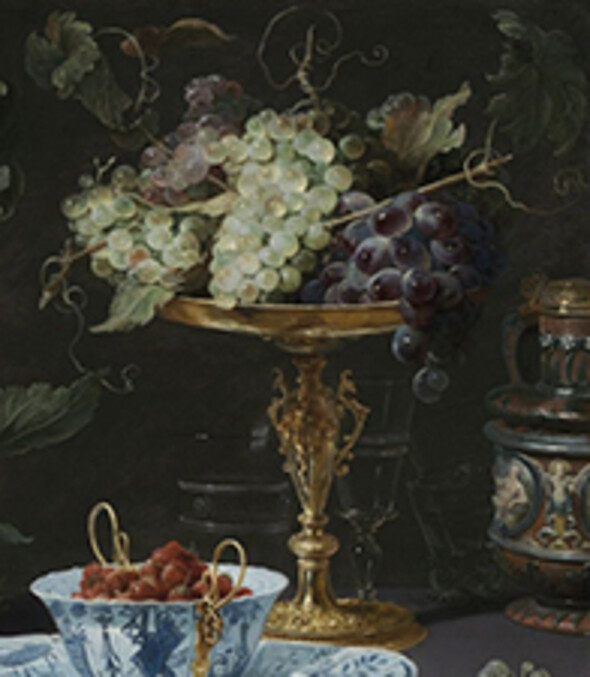 Detail of Still life of game with a tazza of grapes