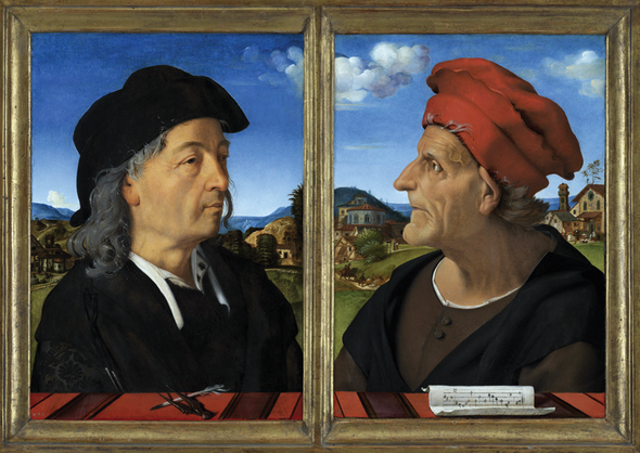 Portraits of Giuliano da Sangallo and Francesco di Bartolo Giamberti, by Piero di Cosimo. c.1485 or c.1505. Panel, 47.5 by 33.5 cm. (Rijksmuseum, Amsterdam).
