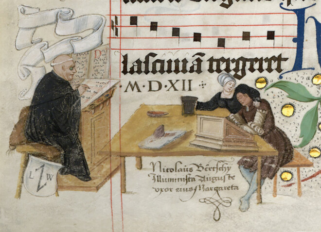 Nikolaus Bertschi with his wife Margarete, from the Lorcher Graduale