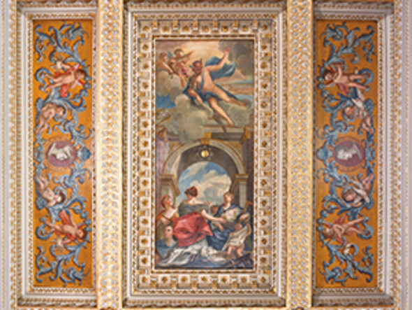 Detail of the ceiling painting in the Red Velvet Room, Chiswick House