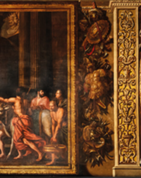 Detail of the east wall of the Painted Hall, Chatsworth House, showing the right-hand edge of August